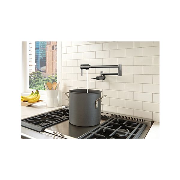 Delta 1165LF-KS Contemporary Wall Mounted Pot Filler - Black Stainless