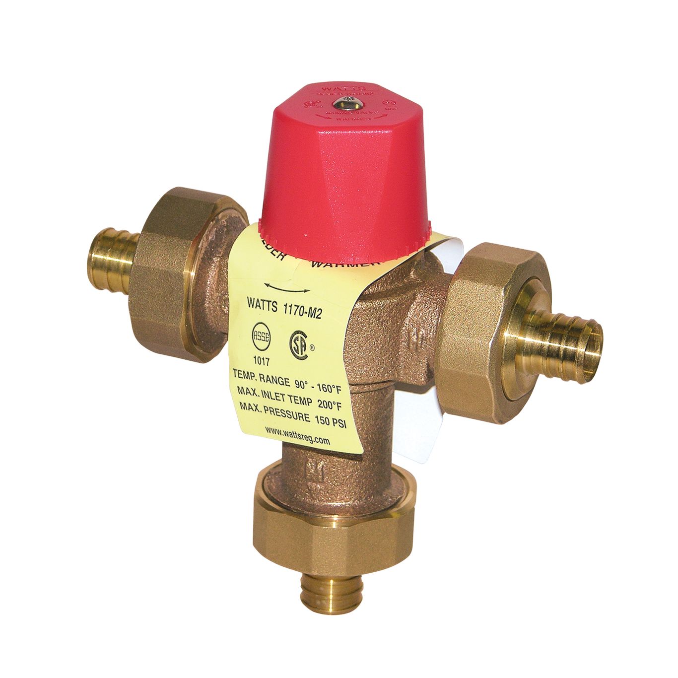 Watts 0559144 1" LF1170-PEX-M2 Pex Crimp Lead Free Mixing Valve, Adjustable Temperature 90-160 F  with Pex connection ends 