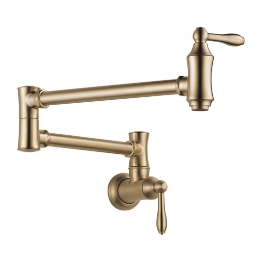 Delta 1177LF-CZ Traditional Wall Mounted Pot Filler in Champagne Bronze | Plumbers Center