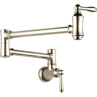 Delta 1177LF-PN Traditional Wall Mounted Pot Filler in Polished Nickel | Plumbers Center