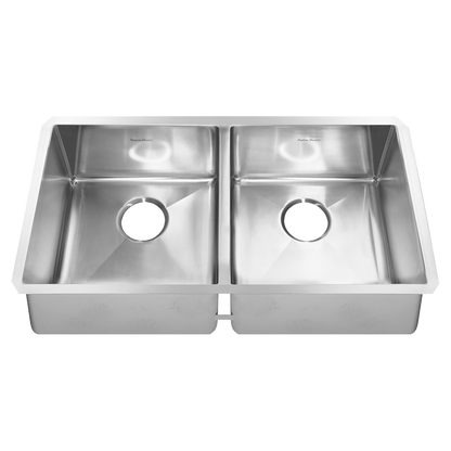 American Standard 18DB9351800.075 Pekoe 35x18 Double Bowl Under-Mount Kitchen Sink in Stainless Steel finish 