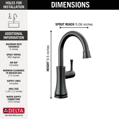 Delta 1920-BL-DST Transitional 1-Handle Deck Mounted Beverage Faucet in Matte Black 