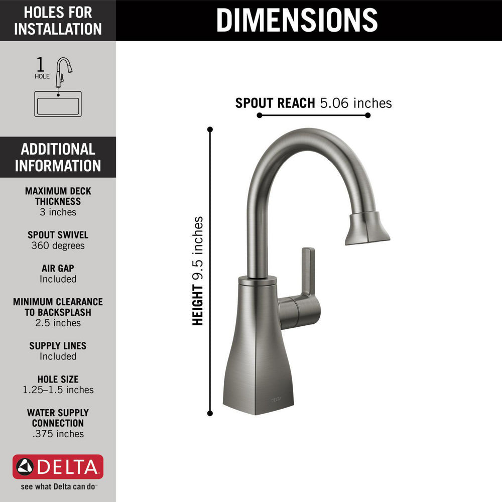 Delta 1940-KS-DST Contemporary Square 1-Handle Deck Mounted Beverage Faucet for Cold water in Black Stainless 