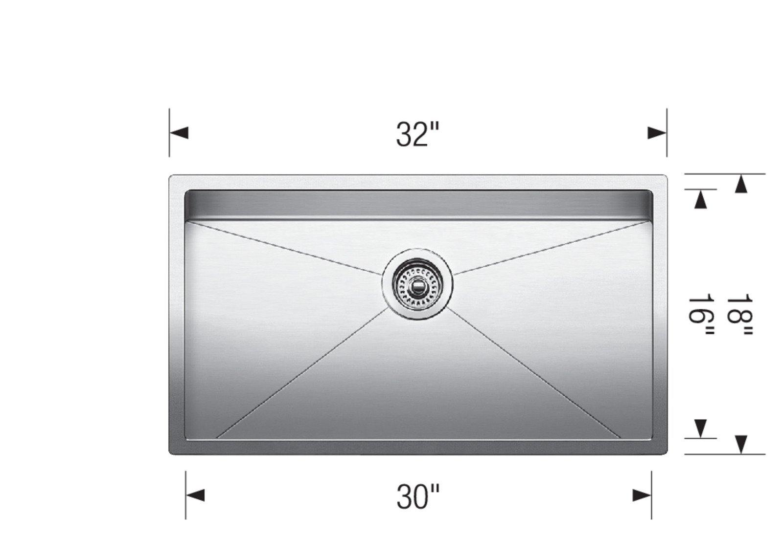 Blanco 400469 Radius 10 U 1 Bowl Super Single Undermount Kitchen Sink in Stainless Steel 