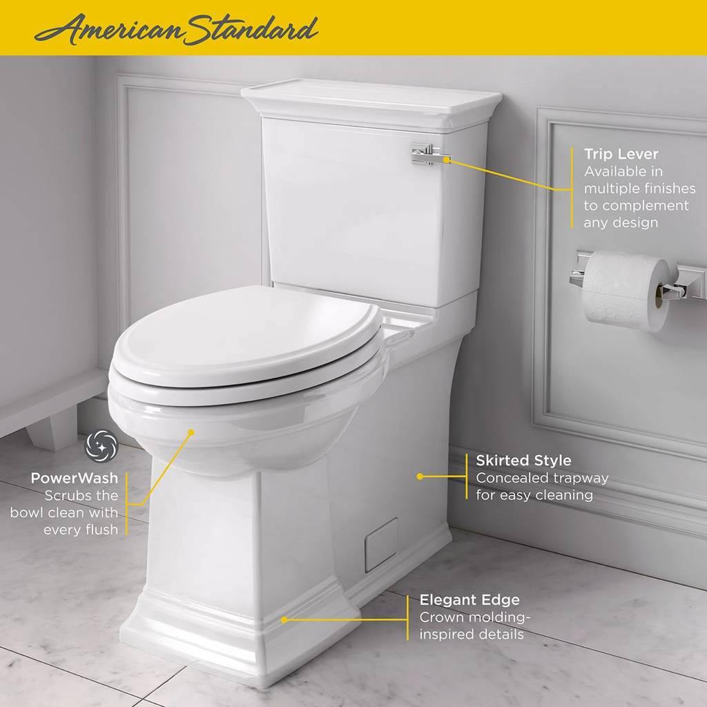 American Standard 2851A105.020 Town Square S Right Height Elongated One-Piece Toilet with Right Hand Trip Lever and seat in White 