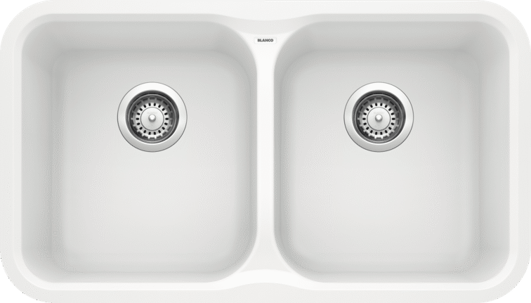 Blanco 402144 Vision U 2 Bowl Undermount Silgranit Kitchen Sink - White | Plumbers Center