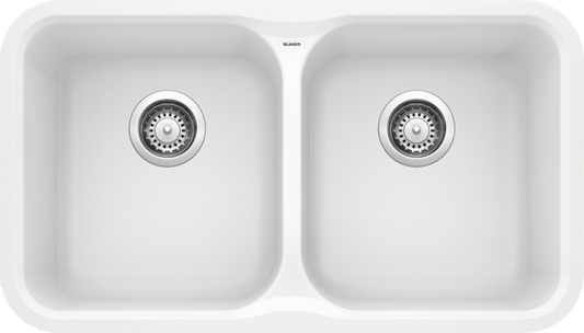 Blanco 402144 Vision U 2 Bowl Undermount Silgranit Kitchen Sink - White | Plumbers Center