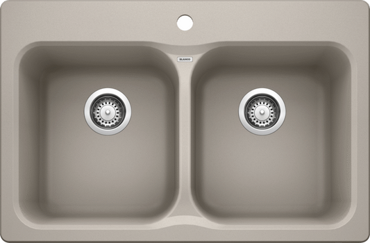 Blanco 402291 Vision 210 2 Bowl Drop-in Silgranit Sink - Concrete Gray | Plumbers Center