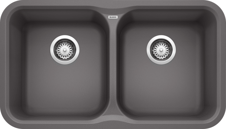 Blanco 401398 Vision U 2 Bowl Undermount Silgranit Kitchen Sink in Cinder | Plumbers Center