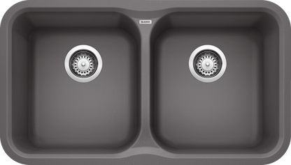 Blanco 401398 Vision U 2 Bowl Undermount Silgranit Kitchen Sink in Cinder | Plumbers Center