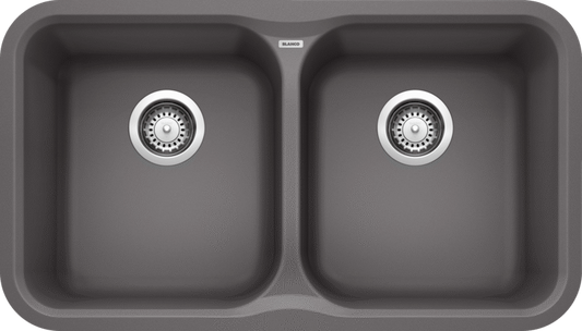 Blanco 401398 Vision U 2 Bowl Undermount Silgranit Kitchen Sink in Cinder | Plumbers Center