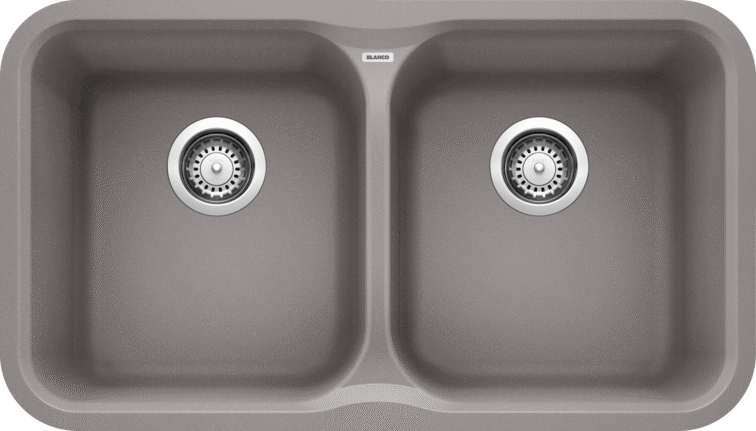 Blanco 401678 Vision U 2 Bowl Undermount Silgranit Kitchen Sink in Metallic Gray | Plumbers Center