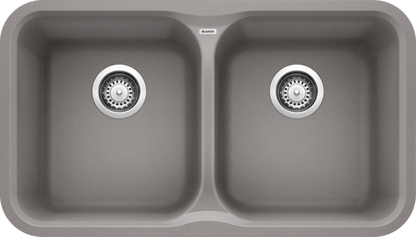 Blanco 401678 Vision U 2 Bowl Undermount Silgranit Kitchen Sink in Metallic Gray | Plumbers Center