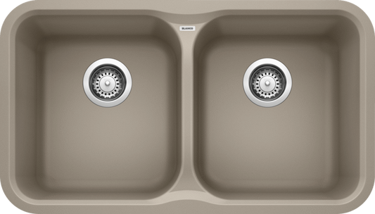 Blanco 401144 Vision U 2 Bowl Undermount Silgranit Sink - Truffle | Plumbers Center