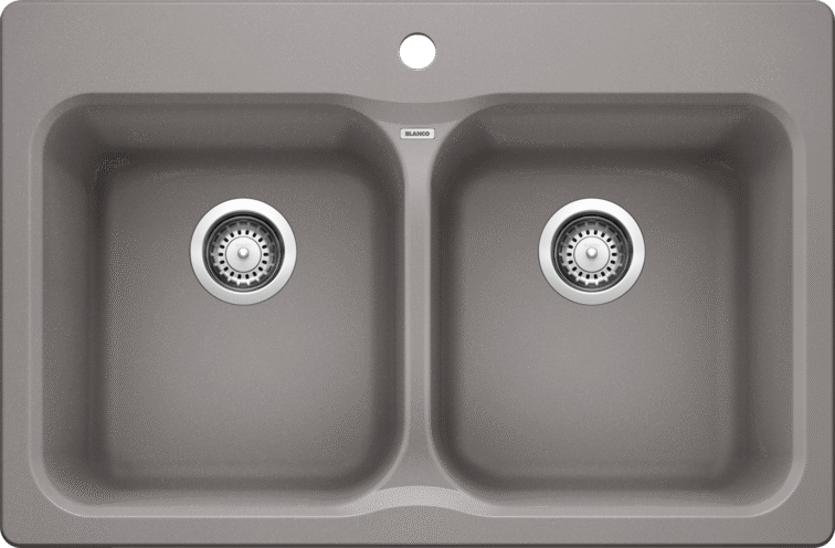 Blanco 401677 Vision 210 Double Bowl Drop-in Silgranit Kitchen Sink in Metallic Gray | Plumbers Center