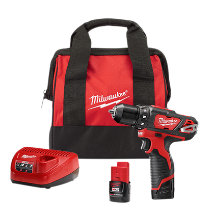 Milwaukee 2407-22 M12 Cordless 3/8” Drill/Driver Kit Complete with Battery, Charger & Carrying Case