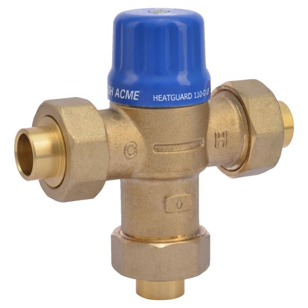 Cash Acme 24501 - 1/2" HG110-D Thermostatic Mixing Valve with Sweat Connection Ends and Integral Checks | Plumbers Center