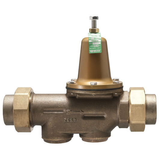 Watts 0009226 LF25AUB-DU-HP-Z3 1/2" High Pressure Reducing Valve with Double Union FNPT End Connections, Pressure Range 75-125 PSI, Lead Free Bronze 