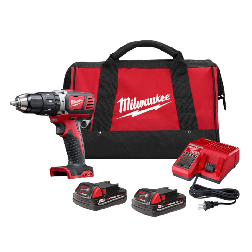 Milwaukee 2607-22CT Cordless M18 Compact 1/2" Hammer Drill/Driver Kit Complete with Batteries, Charger and Case