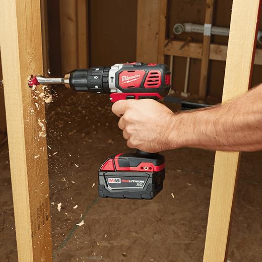 Milwaukee 2607-22CT Cordless M18 Compact 1/2" Hammer Drill/Driver Kit Complete with Batteries, Charger and Case