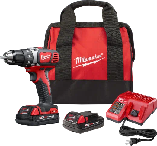 Milwaukee 2607-22 Cordless M18 Compact 1/2" Hammer Drill/Driver Kit Complete with Battery and Charger