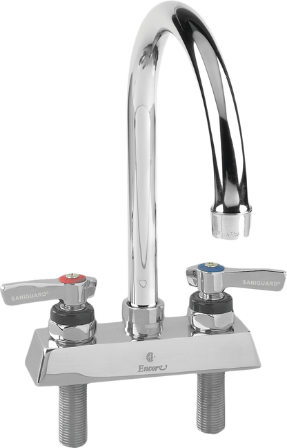 Encore KL41-4002-SE1 - Deck Mounted Workboard Faucet, 4" (102MM) OC Inlets, 6" Gooseneck Spout, Lever Handle, Low Lead 