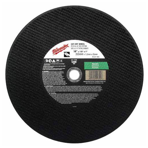 Milwaukee 49-94-1470 - 14" x 1/8" x 20mm Cut-Off Wheel (Type 1) for General Purpose Metal Cutting | Plumbers Center