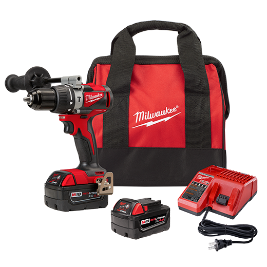 Milwaukee 2902-22 M18 1/2" Brushless Cordless Hammer Drill Complete Kit with Batteries, Charger and Carrying Case | Plumbers Center