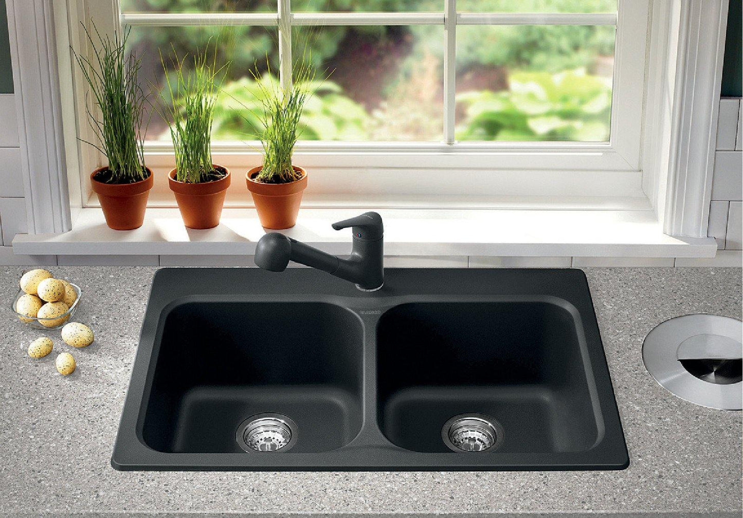 Blanco 400012 Vision 210 2 Bowl Drop-in Silgranit Sink - Anthracite 