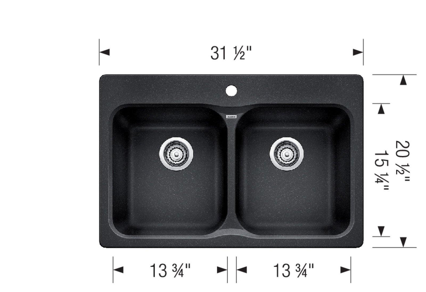 Blanco 400012 Vision 210 2 Bowl Drop-in Silgranit Sink - Anthracite 