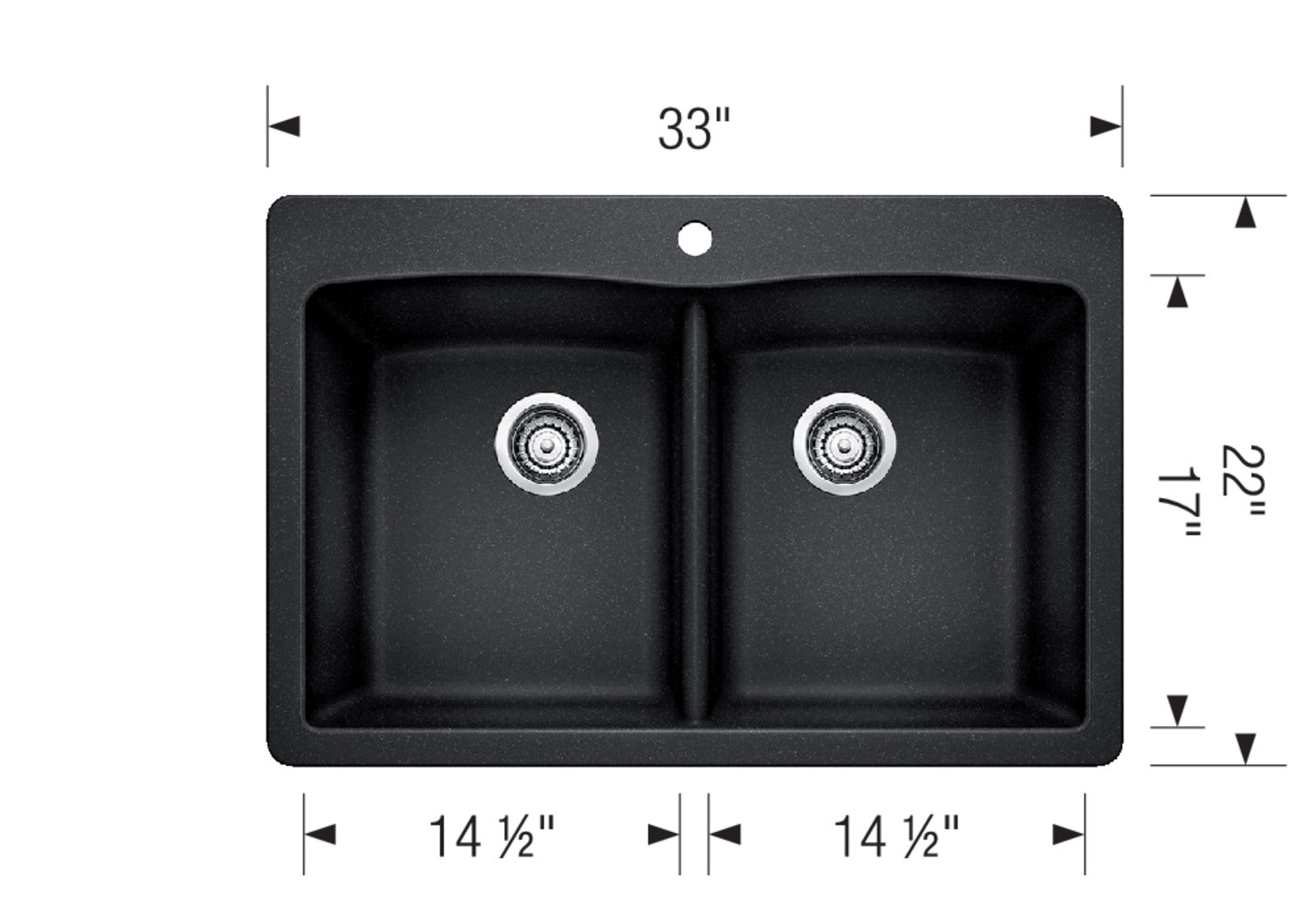 Blanco 400056 DIAMOND 210 Double Bowl Drop-In Silgranit Kitchen Sink - Anthracite 