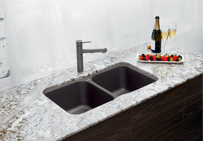 Blanco 401678 Vision U 2 Bowl Undermount Silgranit Kitchen Sink in Metallic Gray 