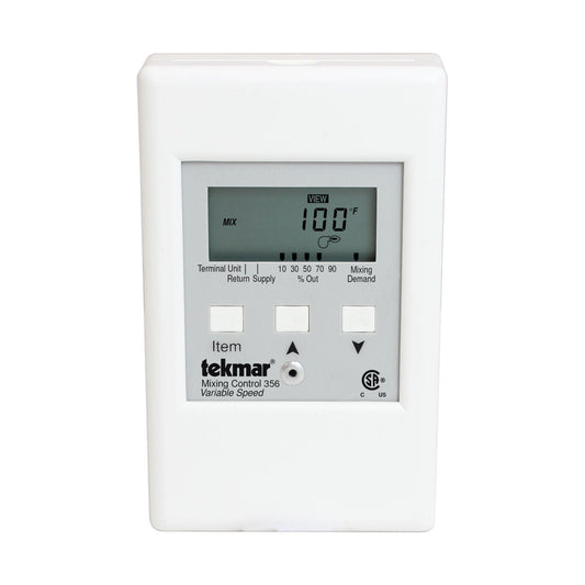 Tekmar 356 Mixing Control, Variable Speed - Designed to Operate a Mixing Pump to Control the Temperature in a Hot Water Heating System using Outdoor Temperature Reset 