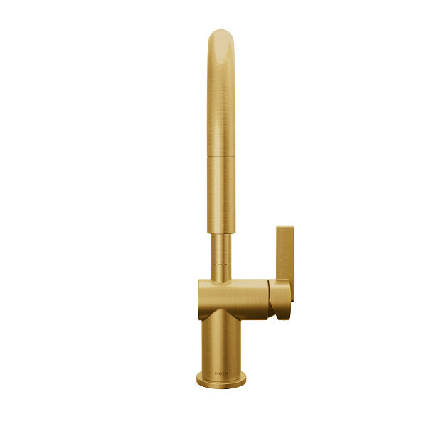 Moen 7622BG Cia Single-Handle High Arc Kitchen Faucet with Pull-Down Power Boost Sprayer, Brushed Gold 