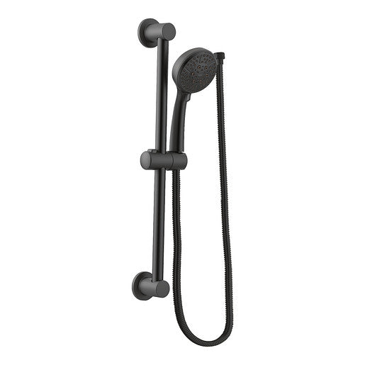 Moen 3669EPBL 4-Functions Eco-Performance Handheld Shower with Slide Bar, 4" Diameter Spray Head, Matte Black 