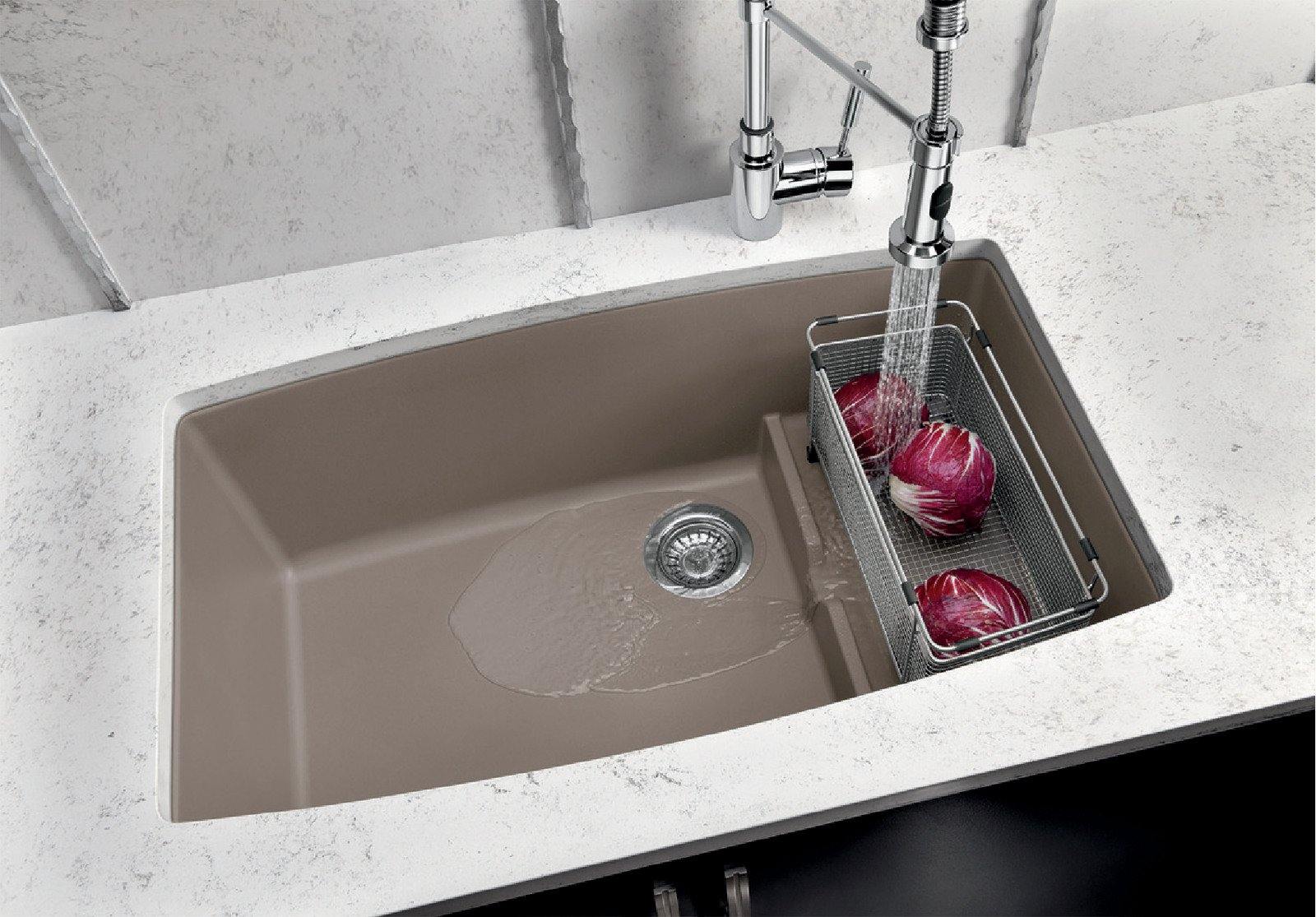 Blanco 402282 Performa Cascade 1-1/2 Bowl Undermount Silgranit Kitchen Sink in Concrete Gray | Plumbers Center