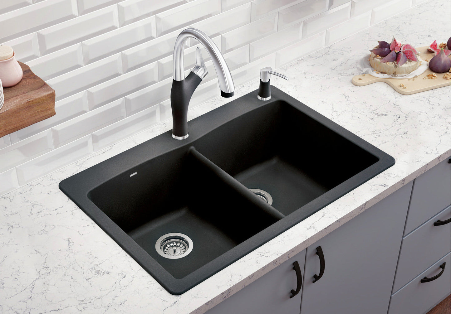 Blanco 400056 DIAMOND 210 Double Bowl Drop-In Silgranit Kitchen Sink - Anthracite 