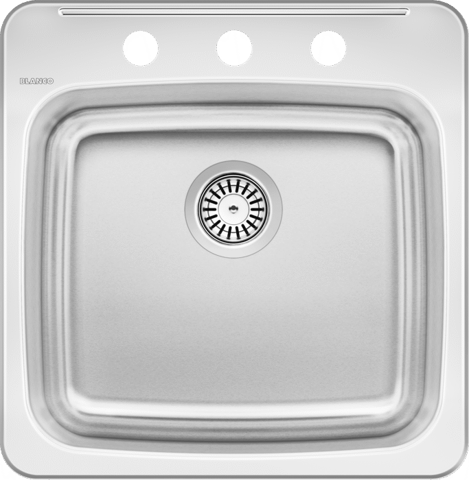 Blanco 401011 Horizon Drop-in Kitchen Sink, 3 Holes, 1 Bowl, 7" Deep - Stainless Steel | Plumbers Center