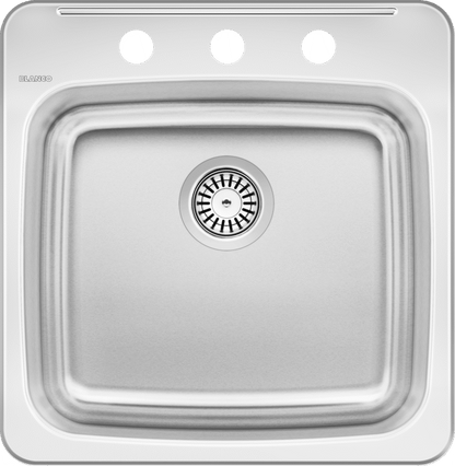 Blanco 401011 Horizon Drop-in Kitchen Sink, 3 Holes, 1 Bowl, 7" Deep - Stainless Steel | Plumbers Center