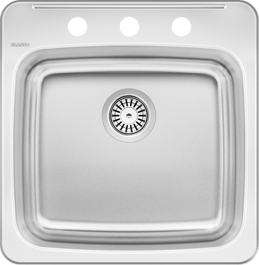 Blanco 401011 Horizon Drop-in Kitchen Sink, 3 Holes, 1 Bowl, 7" Deep - Stainless Steel | Plumbers Center