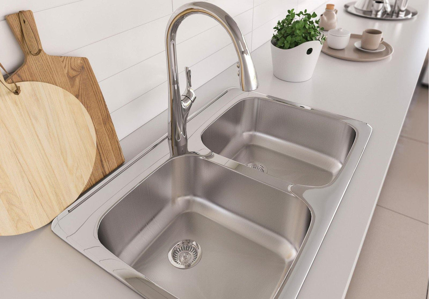 Blanco 401124 Horizon 2.0 Drop-In Kitchen Sink 2 Bowls 1 Hole Stainless Steel 