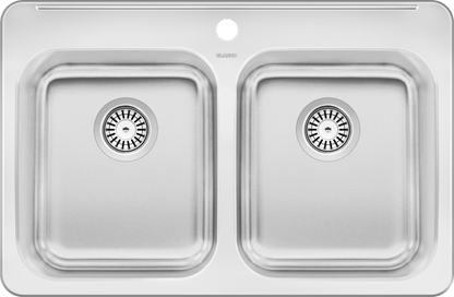 Blanco 401124 Horizon 2.0 Drop-In Kitchen Sink 2 Bowls 1 Hole in Stainless Steel | Plumbers Center