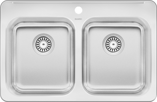 Blanco 401124 Horizon 2.0 Drop-In Kitchen Sink 2 Bowls 1 Hole in Stainless Steel | Plumbers Center