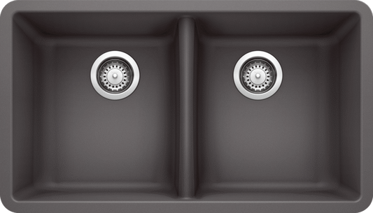Blanco 401422 Horizon U 2 Double Bowl Undermount Silgranit Kitchen Sink in Cinder | Plumbers Center