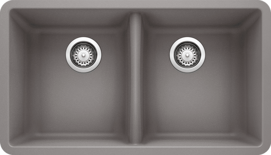 Blanco 401667 Horizon U 2 Double Bowl Undermount Silgranit Kitchen Sink in Metallic Gray | Plumbers Center