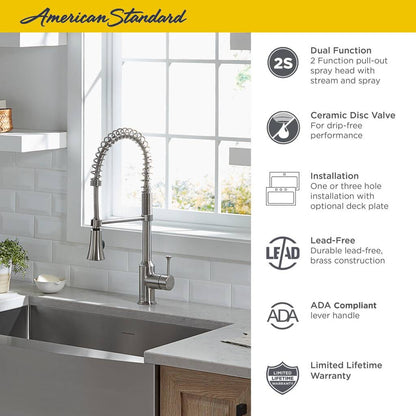 American Standard 4332350.002 Pekoe 1-Handle Semi-Professional Kitchen Faucet with Pull-Down Sprayer in Chrome 