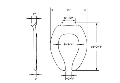 Centoco 500CC-001 Commercial Heavy Duty Elongated Open Front toilet Seat - White