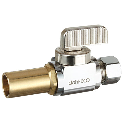 Dahl 511-23L-31 1/2" Dahl Press x 3/8" OD Compression Supply Stop Mini-Ball Valve | Plumbers Center