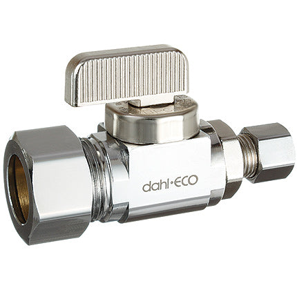 Dahl Valve 511-33-30 Lead Free Brass 5/8" OD Compression X 1/4" OD Compression Angle Supply Stop Mini-Ball Valve | Plumbers Center