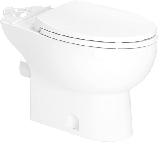 Saniflo 087 Saniflush Elongated Toilet Bowl with Rear Discharge, White (Slow Close Seat Included) 